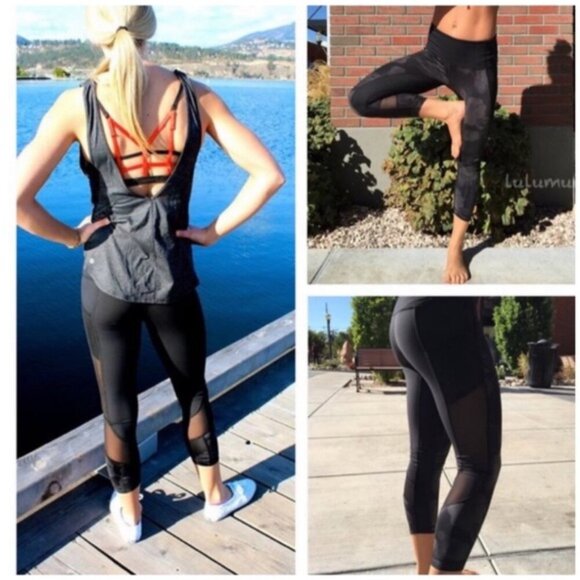 Lululemon Inky Floral Seek the Heat Mesh Crop Pant - Picture 2 of 16